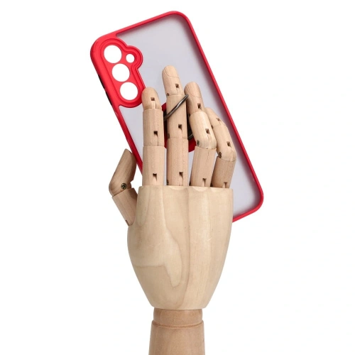 Etui z uchwytem na palec Bizon Case Hybrid Ring do Samsung Galaxy A24 4G przydymione z czerwoną ramką