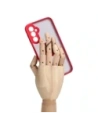 Etui z uchwytem na palec Bizon Case Hybrid Ring do Samsung Galaxy A24 4G przydymione z czerwoną ramką