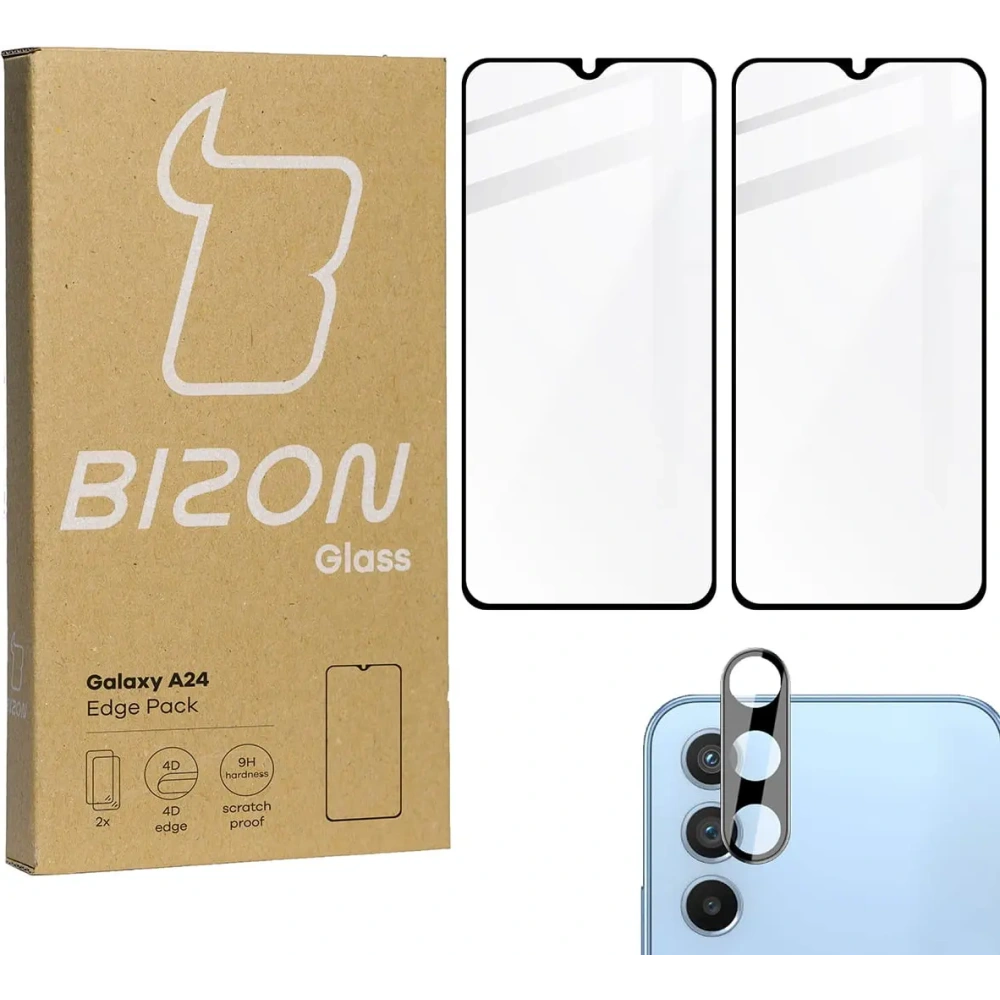 Hurtownia GSM - BIZON Edge Pack 2x képernyő üveg + kamera üveg Samsung Galaxy A24 - BIZ943 - {ean13} - Hurt