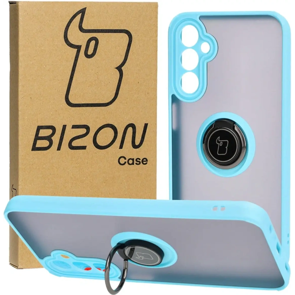 Hurtownia GSM - Bizon Case Hybrid Ring Samsung Galaxy A24 4G füstös színű, világoskék kerettel - BIZ946 - {ean13} - Hurt
