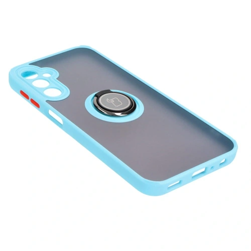 Etui z uchwytem na palec Bizon Case Hybrid Ring do Samsung Galaxy A24 4G przydymione z jasnoniebieską ramką