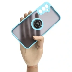 Hurtownia GSM - Etui s úchopem na prst Bizon Case Hybrid Ring do Samsung Galaxy A24 4G kouřové s jasně modrým rámem - BIZ946 - {ean13} - Hurt