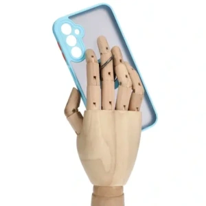Etui z uchwytem na palec Bizon Case Hybrid Ring do Samsung Galaxy A24 4G przydymione z jasnoniebieską ramką