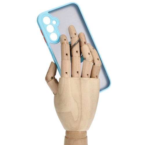 Etui z uchwytem na palec Bizon Case Hybrid Ring do Samsung Galaxy A24 4G przydymione z jasnoniebieską ramką