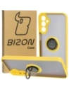 Bizon Case Hybrid Ring Samsung Galaxy A24 4G fumuriu cu un cadru galben