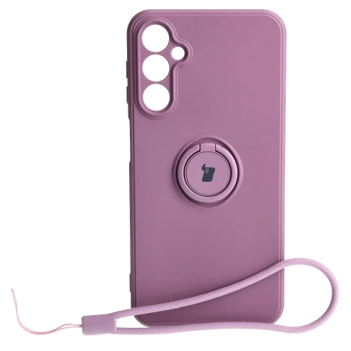 Etui Bizon Case Silicone Ring Sq do Samsung Galaxy A24 ciemnofioletowe