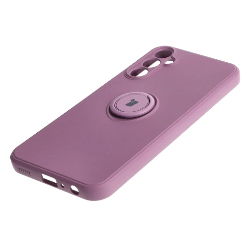 Etui Bizon Case Silicone Ring Sq do Samsung Galaxy A24 ciemnofioletowe