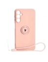 Etui Bizon Case Silicone Ring Sq do Samsung Galaxy A24 světle růžové