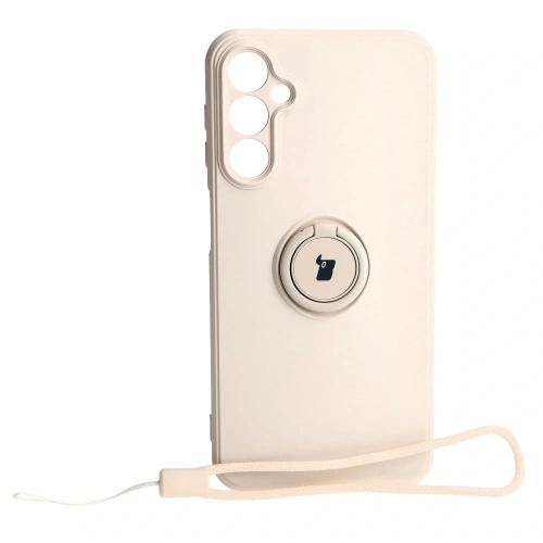 Etui Bizon Case Silicone Ring Sq do Samsung Galaxy A24 beżowe