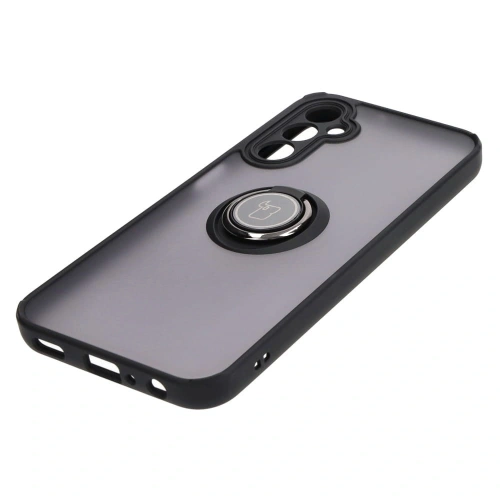 Etui z uchwytem na palec Bizon Case Hybrid Ring do Samsung Galaxy A24 4G przydymione z czarną ramką