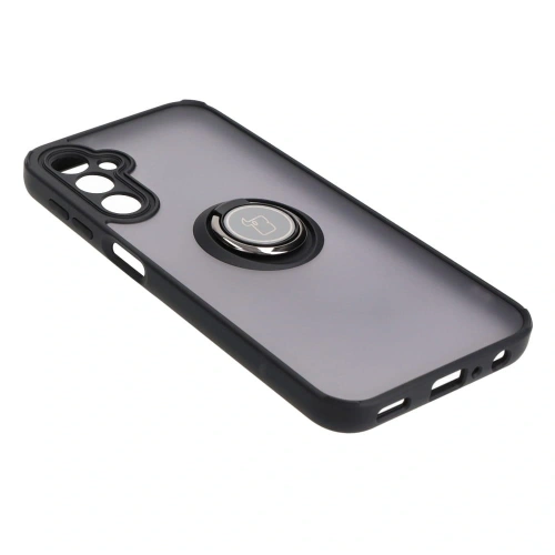 Etui z uchwytem na palec Bizon Case Hybrid Ring do Samsung Galaxy A24 4G przydymione z czarną ramką