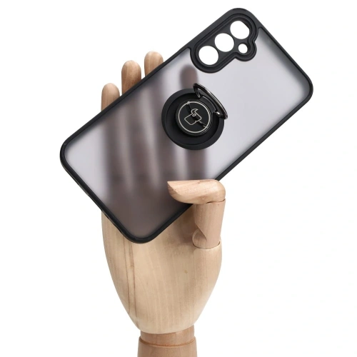 Etui z uchwytem na palec Bizon Case Hybrid Ring do Samsung Galaxy A24 4G przydymione z czarną ramką