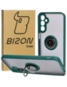 Etui z uchwytem na palec Bizon Case Hybrid Ring do Samsung Galaxy A24 4G przydymione z ciemnozieloną ramką
