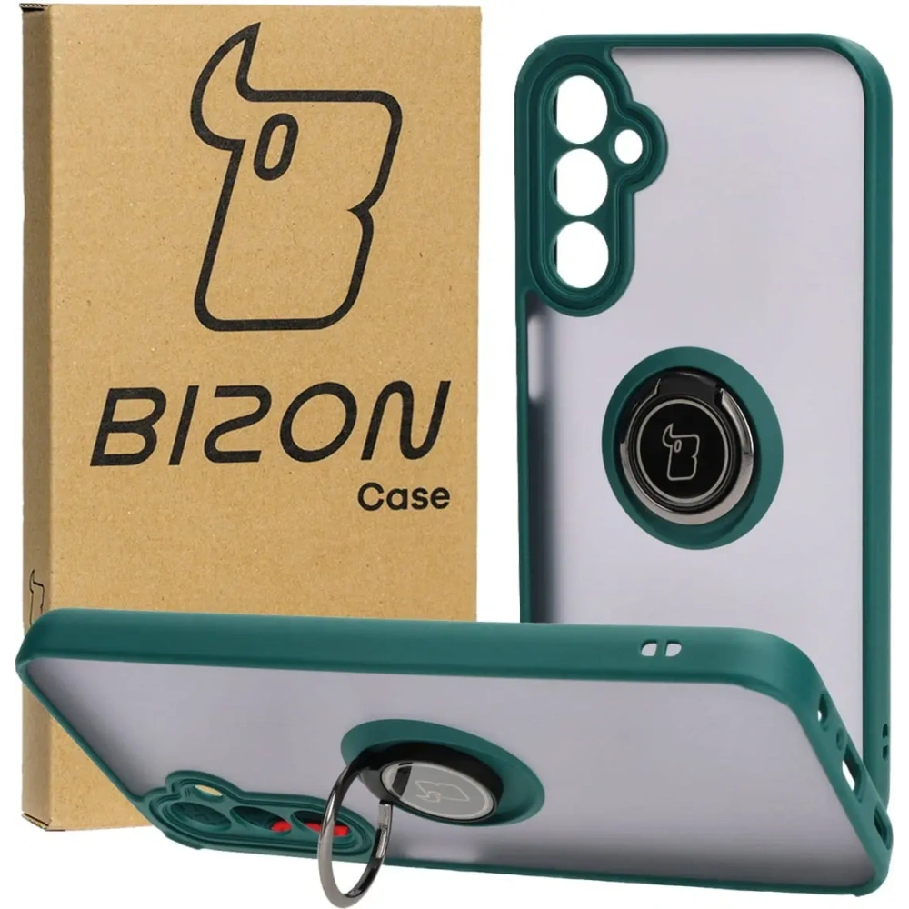 Hurtownia GSM - Bizon Case Hybrid Ring Samsung Galaxy A24 4G fumuriu cu un cadru verde închis - BIZ971 - {ean13} - Hurt