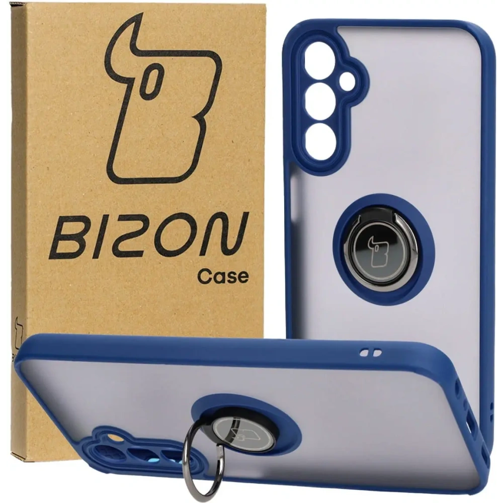 Hurtownia GSM - Bizon Case Hybrid Ring Samsung Galaxy A24 4G füstös színben, tengerészkék kerettel - BIZ974 - {ean13} - Hurt