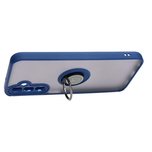 Etui z uchwytem na palec Bizon Case Hybrid Ring do Samsung Galaxy A24 4G przydymione z granatową ramką