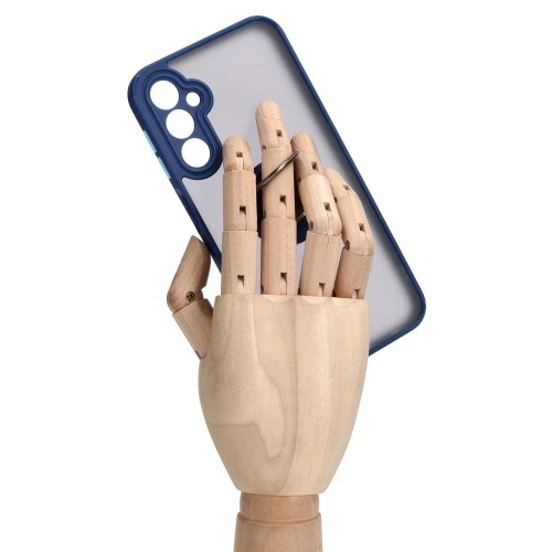 Etui z uchwytem na palec Bizon Case Hybrid Ring do Samsung Galaxy A24 4G przydymione z granatową ramką