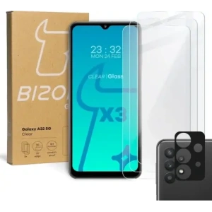 Hurtownia GSM - BIZON Clear 2 csomag 3x képernyő üveg + kamera üveg Samsung Galaxy A32 5G - BIZ7385 - {ean13} - Hurt