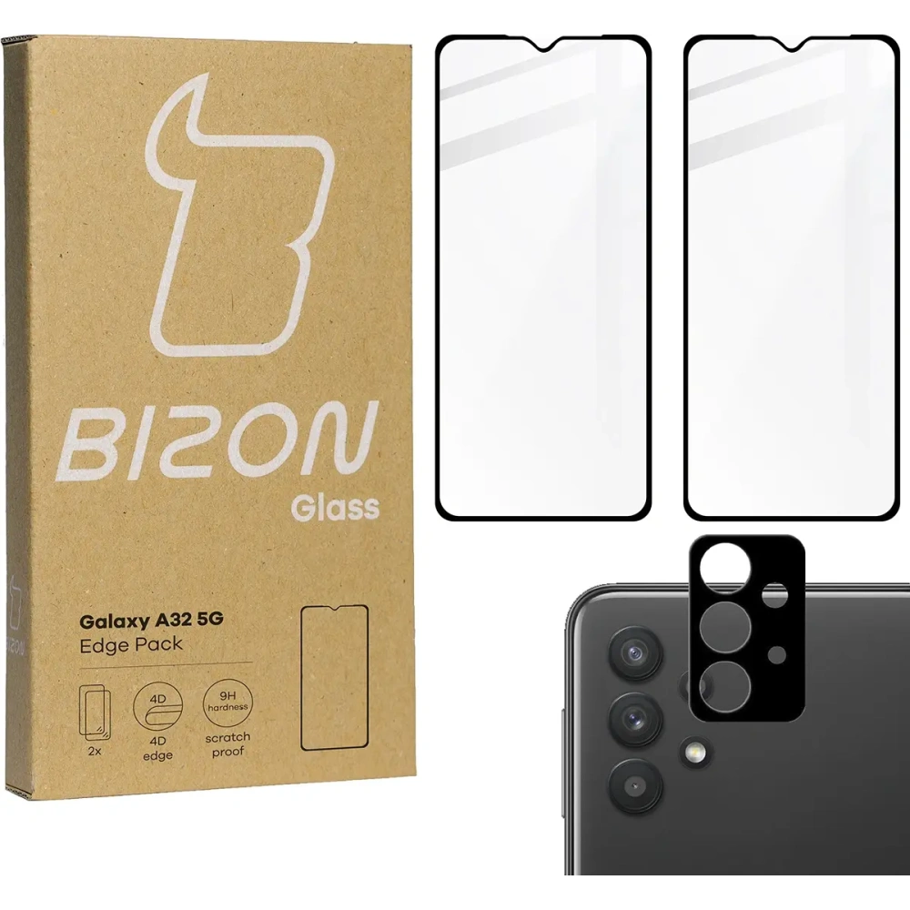 Hurtownia GSM - 2x Szkło na ekran + szkło na aparat BIZON Edge do Samsung Galaxy A32 5G - BIZ7386 - {ean13} - Hurt