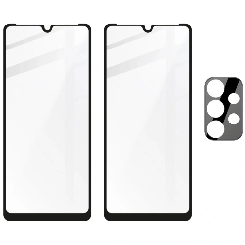 2x szkło hartowane Bizon Glass Edge + ochrona na obiektyw Samsung Galaxy A33 czarne