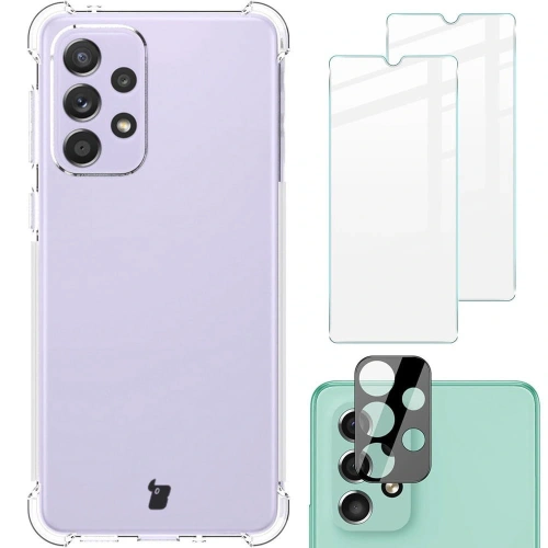 Etui + 2x szkło na ekran + obiektyw Bizon Case Clear Pack do Samsung Galaxy A33 5G przezroczyste