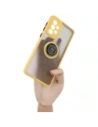 Etui z uchwytem na palec Bizon Case Hybrid Ring do Galaxy A33 5G, przydymione z żółtą ramką