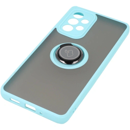 Etui z uchwytem na palec Bizon Case Hybrid Ring do Samsung Galaxy A33 5G przydymione z jasnoniebieską ramką