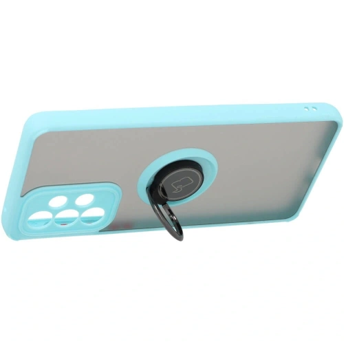 Etui z uchwytem na palec Bizon Case Hybrid Ring do Samsung Galaxy A33 5G przydymione z jasnoniebieską ramką