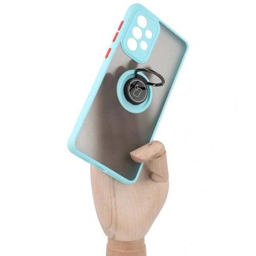 Etui z uchwytem na palec Bizon Case Hybrid Ring do Samsung Galaxy A33 5G przydymione z jasnoniebieską ramką