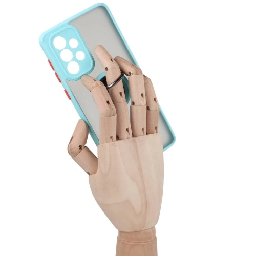 Etui z uchwytem na palec Bizon Case Hybrid Ring do Samsung Galaxy A33 5G przydymione z jasnoniebieską ramką