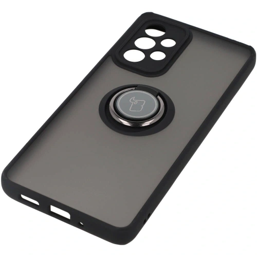 Etui z uchwytem na palec Bizon Case Hybrid Ring do Samsung Galaxy A33 5G przydymione z czarną ramką