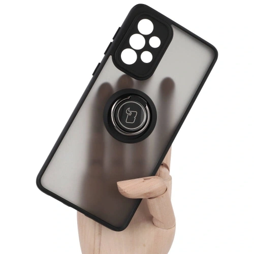 Etui z uchwytem na palec Bizon Case Hybrid Ring do Samsung Galaxy A33 5G przydymione z czarną ramką