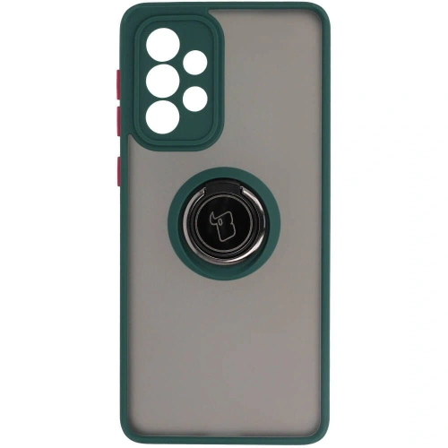 Etui z uchwytem na palec Bizon Case Hybrid Ring do Samsung Galaxy A33 5G przydymione z ciemnozieloną ramką