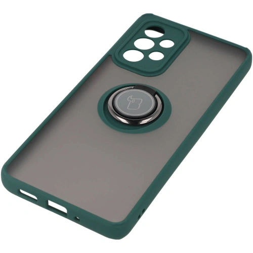 Etui z uchwytem na palec Bizon Case Hybrid Ring do Samsung Galaxy A33 5G przydymione z ciemnozieloną ramką