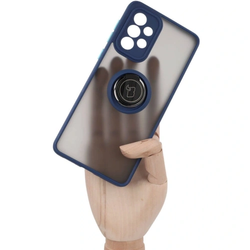 Etui z uchwytem na palec Bizon Case Hybrid Ring do Samsung Galaxy A33 5G przydymione z granatową ramką