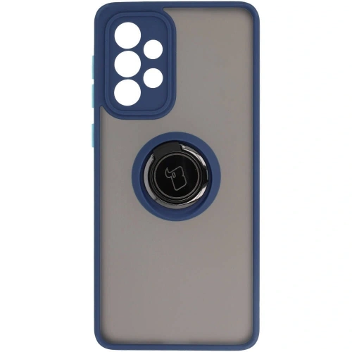 Etui z uchwytem na palec Bizon Case Hybrid Ring do Samsung Galaxy A33 5G przydymione z granatową ramką