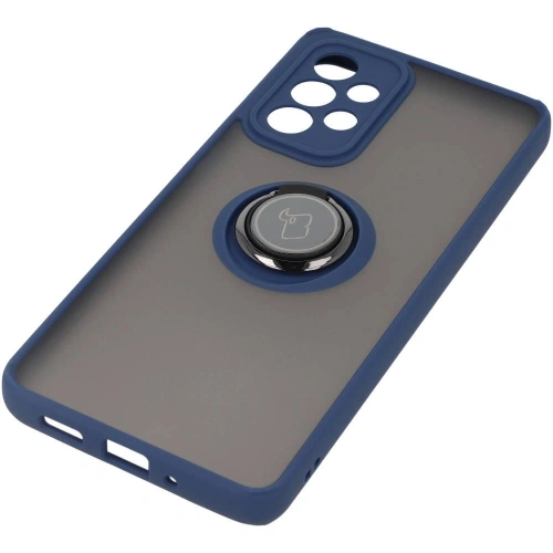 Etui z uchwytem na palec Bizon Case Hybrid Ring do Samsung Galaxy A33 5G przydymione z granatową ramką