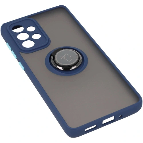 Etui z uchwytem na palec Bizon Case Hybrid Ring do Samsung Galaxy A33 5G przydymione z granatową ramką