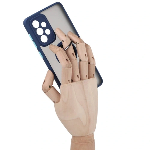 Etui z uchwytem na palec Bizon Case Hybrid Ring do Samsung Galaxy A33 5G przydymione z granatową ramką