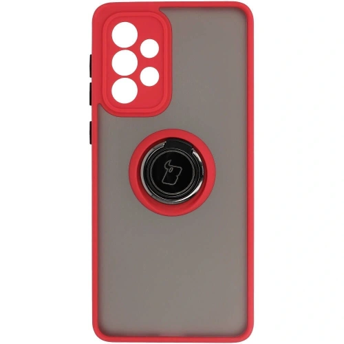 Etui z uchwytem na palec Bizon Case Hybrid Ring do Samsung Galaxy A33 5G przydymione z czerwoną ramką