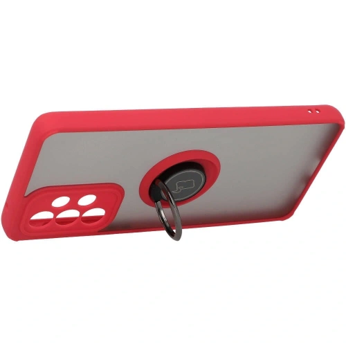 Etui z uchwytem na palec Bizon Case Hybrid Ring do Samsung Galaxy A33 5G przydymione z czerwoną ramką