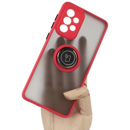 Etui z uchwytem na palec Bizon Case Hybrid Ring do Samsung Galaxy A33 5G przydymione z czerwoną ramką