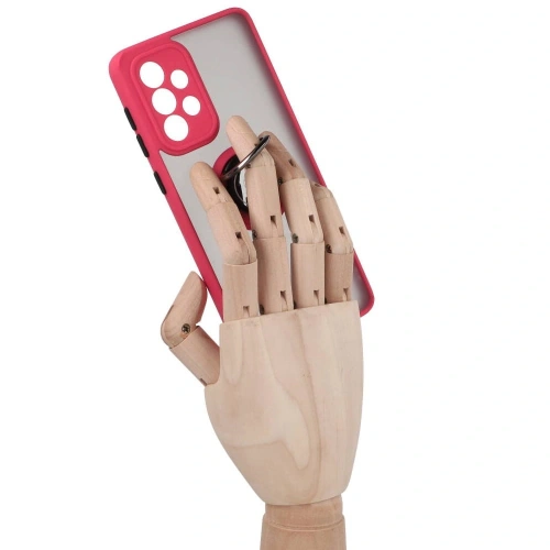 Etui z uchwytem na palec Bizon Case Hybrid Ring do Samsung Galaxy A33 5G przydymione z czerwoną ramką