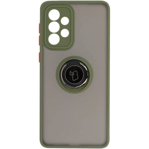 Etui z uchwytem na palec Bizon Case Hybrid Ring do Samsung Galaxy A33 5G przydymione z zieloną ramką