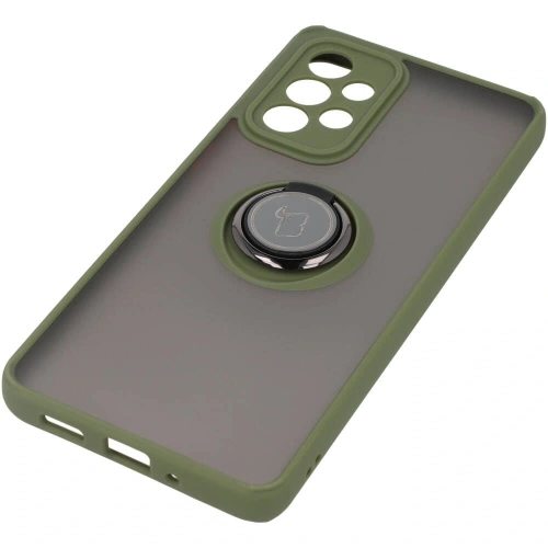 Etui z uchwytem na palec Bizon Case Hybrid Ring do Samsung Galaxy A33 5G przydymione z zieloną ramką
