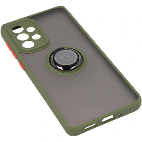 Etui z uchwytem na palec Bizon Case Hybrid Ring do Samsung Galaxy A33 5G przydymione z zieloną ramką