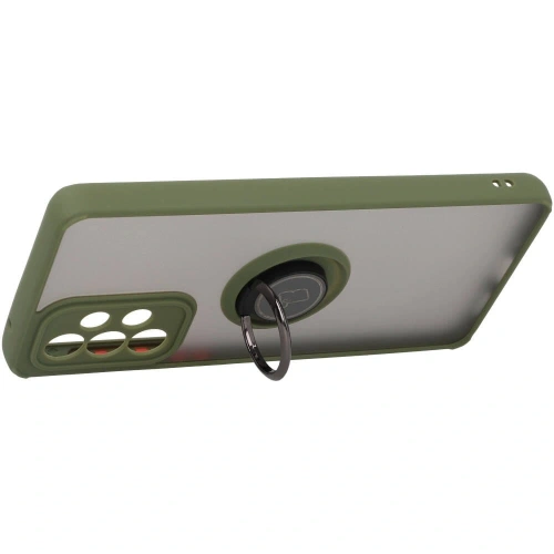 Etui z uchwytem na palec Bizon Case Hybrid Ring do Samsung Galaxy A33 5G przydymione z zieloną ramką