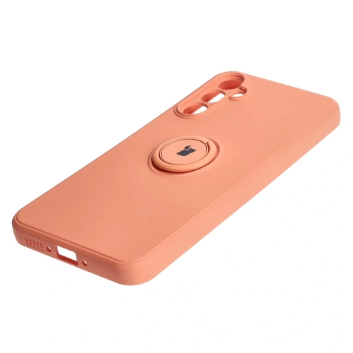 Etui Bizon Case Silicone Ring Sq do Samsung Galaxy A34 5G pomarańczowe