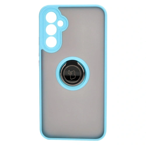 Etui z uchwytem na palec Bizon Case Hybrid Ring do Samsung Galaxy A34 5G przydymione z jasnoniebieską ramką