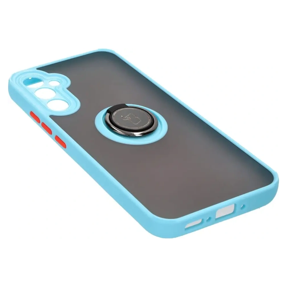 Hurtownia GSM - Etui z uchwytem na palec Bizon Case Hybrid Ring do Samsung Galaxy A34 5G przydymione z jasnoniebieską ramką - BIZ7437 - {ean13} - Hurt
